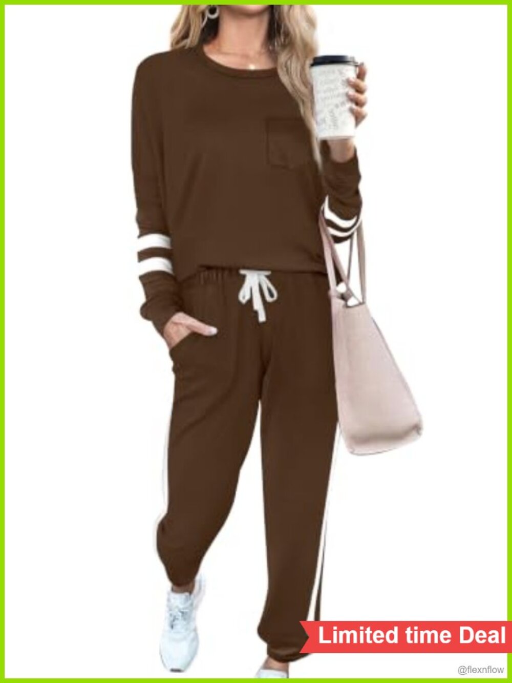 2 Piece Lounge Set Sweatsuit Crewneck Pullover Drawstring Sweatpants